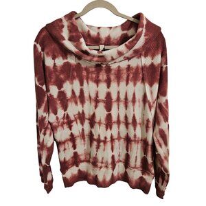 Pilcro Anthropology Woman SZ L  Waffle Knit Tie Dye Cowl Neck Dark Rose Hippie